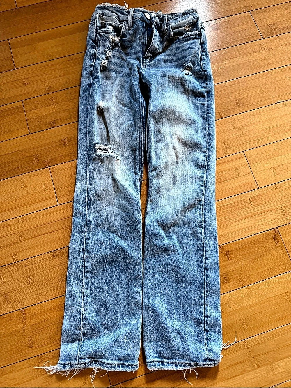 Flying Monkey Conveniently High Rise Crop Slim Straight Distressed Straight Leg
